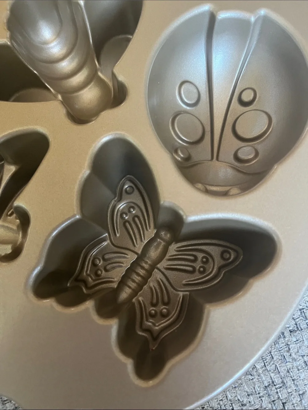 Nordic Ware Metallic Gold Insect Cake Pan - Bee Butterfly Ladybug Dragonfly